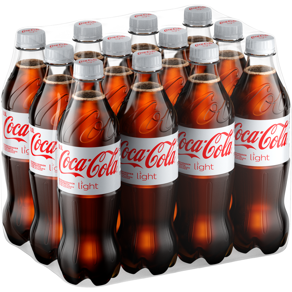 Genießen Sie Coca-Cola Light EW PET 12x0,5L (Einweg): Erfrischender, kalorienarmer Genuss im praktischen 12er-Pack.