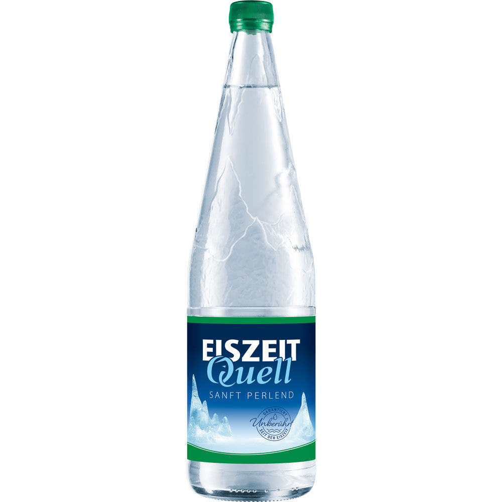 Eiszeitquell Sanft Perlend 6x1L (MEHRWEG) bietet natriumarmes, erfrischendes Mineralwasser mit dezentem Prickeln.