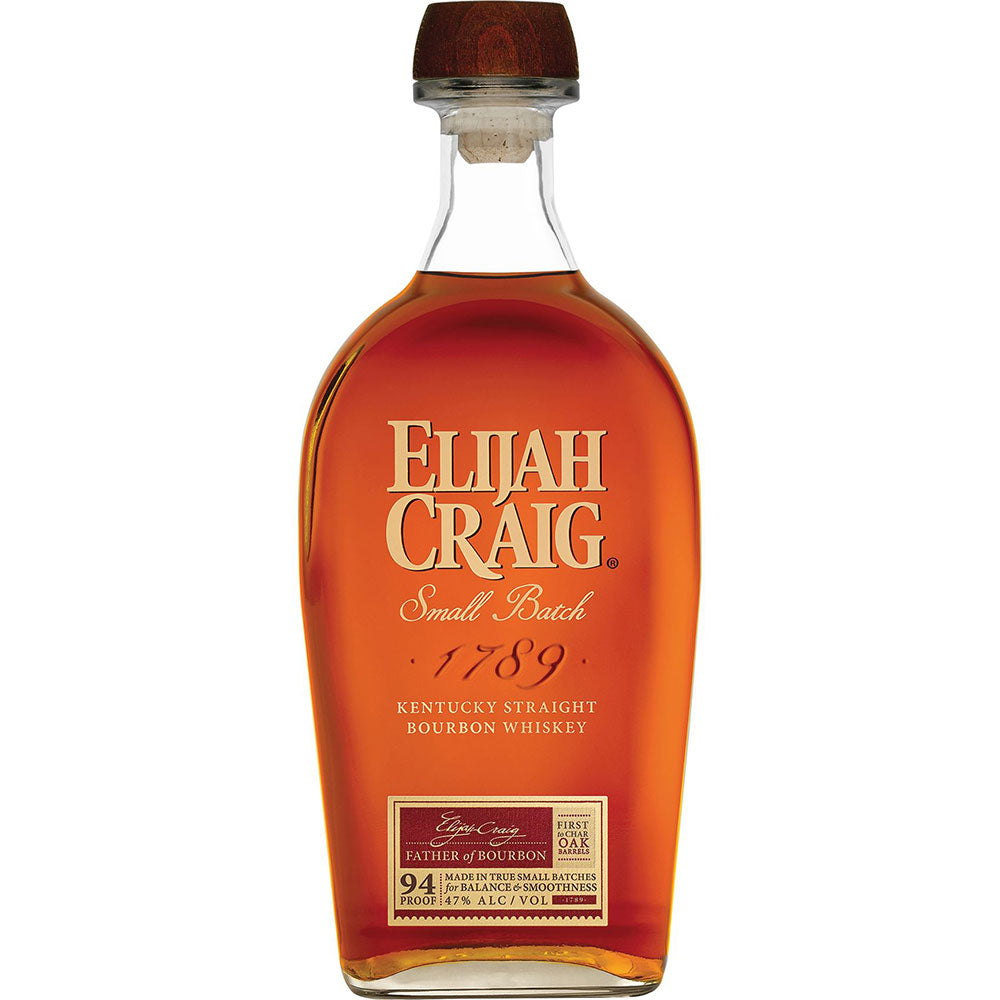 Eine 0,7-Liter-Flasche Elijah Craig Small Batch Bourbon Whiskey (47%), die die berühmte Bourbon-Tradition der Marke Elijah Craig unterstreicht.