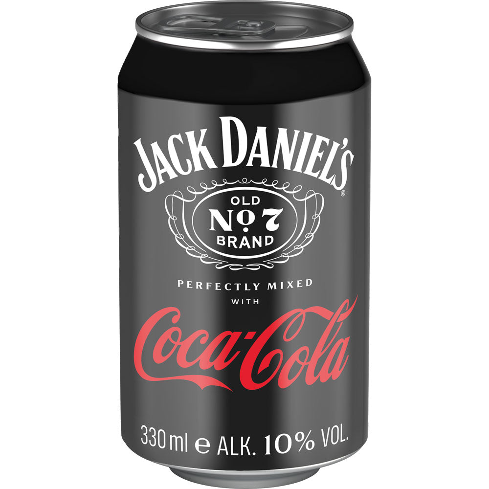 Eine 0,33-Liter-Dose Jack Daniels & Coca-Cola Dose, eine trinkfertige Mischung von Jack Daniels mit 10 Volumenprozent Alkohol.