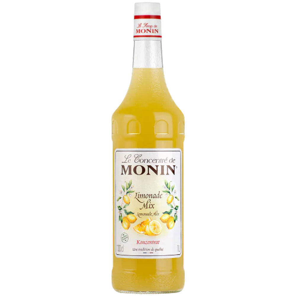Monin Limonaden Mix Konzentrat 1 Liter: Ein gelbes Limonaden-Konzentrat von Monin mit abgebildeten Zitronen auf dem Etikett, ideal als alkoholfreier Mixer für erfrischende Getränke.