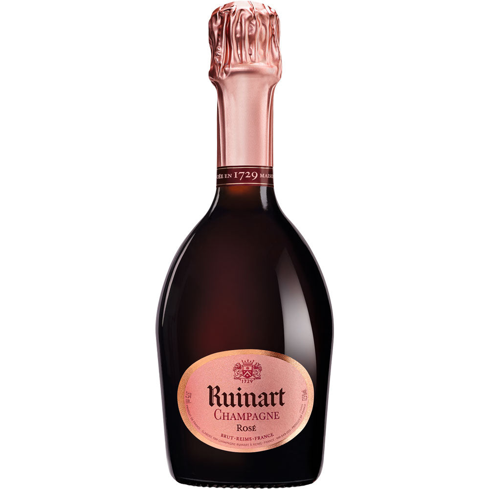 Der Ruinart Champagner Rosé Brut 0,375 Liter von Champagne Ruinart ist mit seinem rosafarbenen Etikett und der Folie eine elegante Wahl für alle, die einen raffinierten Rosé Brut kaufen oder genießen möchten.