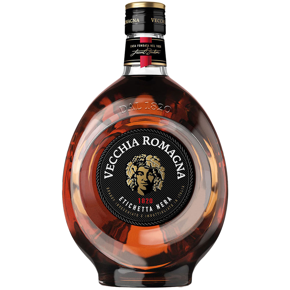 Vecchia Romagna Etichetta Nera 38% 0,7 Liter-ein kultiger Brandy aus der Vecchia Romagna, bekannt für sein auffälliges schwarz-goldenes Etikett.