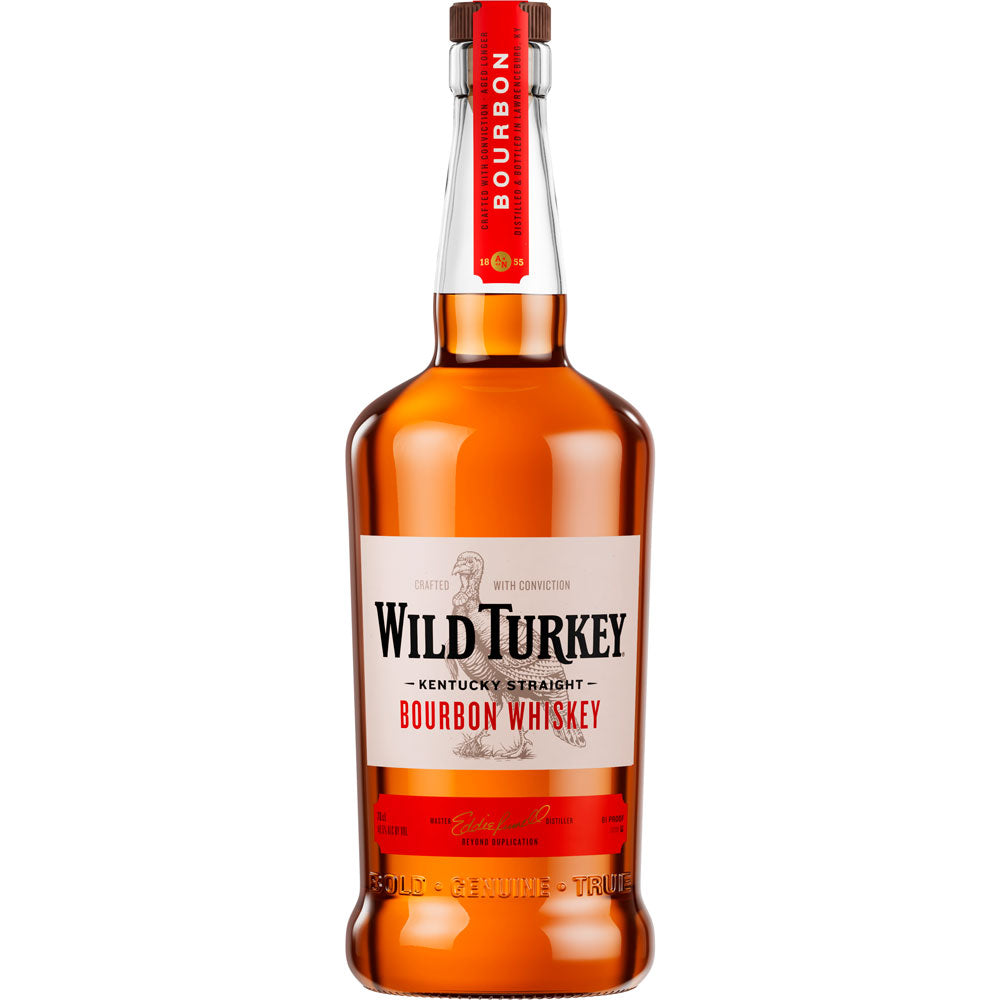 Eine 0,7-Liter-Flasche Wild Turkey 81 Proof Bourbon Whiskey (40,5%), bekannt für seinen weichen Charakter, von der Marke Wild Turkey.