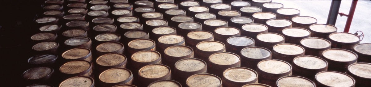 ChatGPT: Zahlreiche Holzfässer lagern zur Reifung des charaktervollen Pampero Rums aus Venezuela in der Destillerie