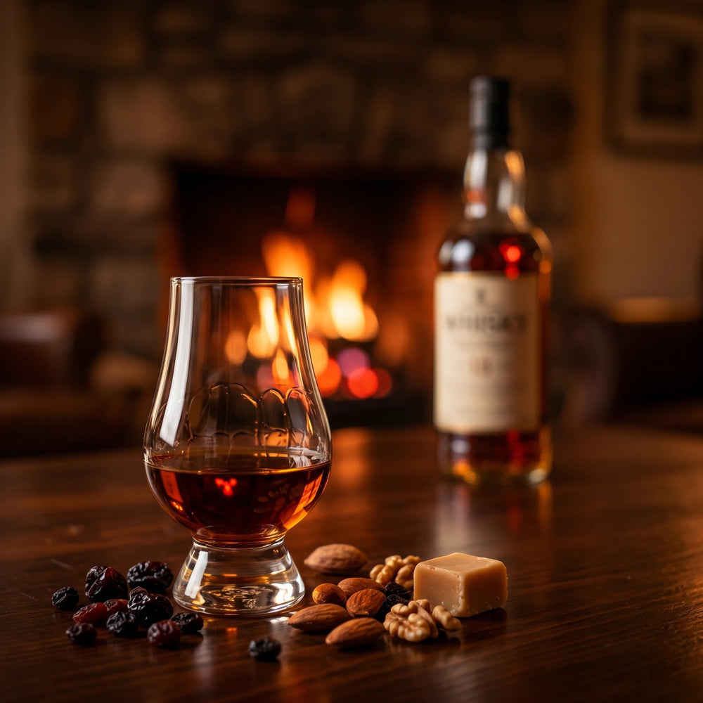 Edradour Whisky Glas auf einem Tisch
