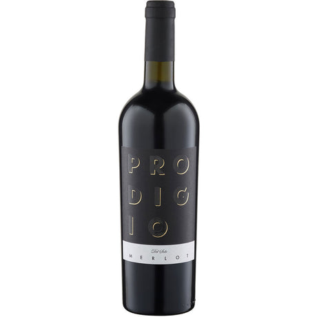 Eine Flasche Latentia Winery Merlot Prodigio del Sole 2021 mit einem schwarz-goldenen Etikett, das die Eleganz italienischer Rotweine und den einzigartigen Charakter dieses apulischen Merlot von Latentia Winery unterstreicht.