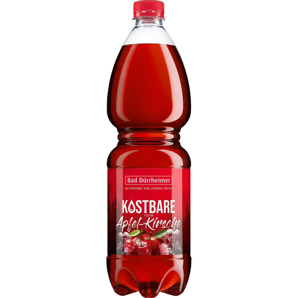 Bad Dürrheimer Kostbare Apfel-Kirsche PET 9x1L (EINWEG) ist ein leckerer Apfel-Kirsch-Saft, ideal zum Mischen als Apfel-Kirsch-Schorle mit Bio-Mineralwasser. Marke: Bad Dürrheimer.