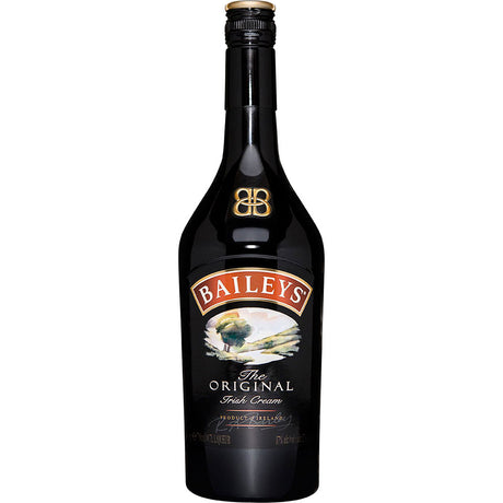 Eine 0,7-Liter-Flasche Baileys Irish Cream 17% mit einem landschaftlichen Motiv auf dem Etikett, das die klassische Mischung aus Sahne und irischem Whiskey von Baileys darstellt.