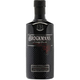 Eine schwarze Flasche Brockmans Gin Intensely Smooth 40% (0,7L) mit strukturiertem Glas und einem silber-roten Etikett, bekannt für seine Beerennoten.