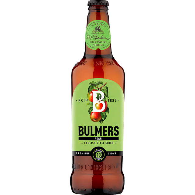 Genießen Sie Bulmers Birnencidre 12x 0,568L (EINWEG) - den klassischen Cidre von Bulmers mit grünem Etikett und Birnenmotiv, perfekt für Fans des traditionellen Birnencidre.