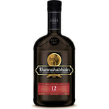 Eine 0,7-Liter-Flasche Bunnahabhain 12 Jahre Single Malt Scotch Whisky (46,3%) mit einem auffälligen Etikett, das den reichen Charakter dieses berühmten Bunnahabhain-Whiskys einfängt.