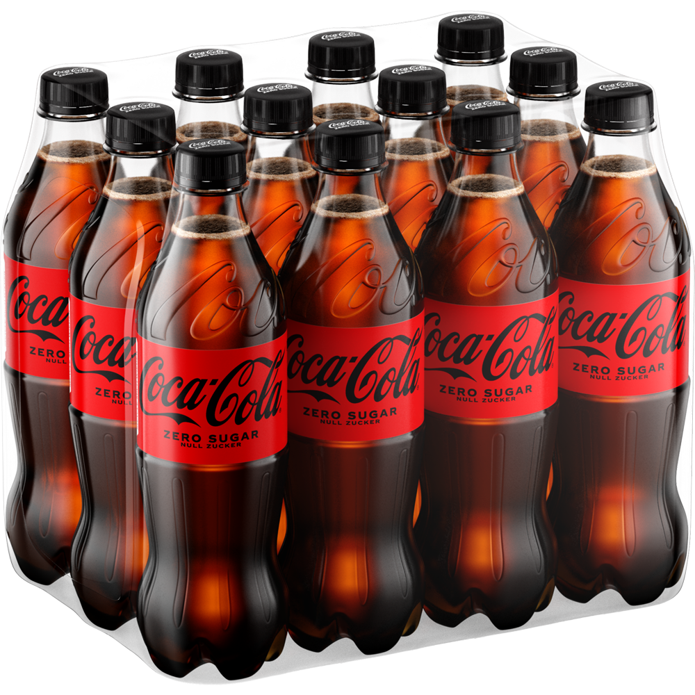 Das beliebte zuckerfreie Erfrischungsgetränk Coca-Cola Zero Sugar von Coca-Cola im 12x0,5L EINWEG-PET-Pack - praktisch und erfrischend in transparenter Verpackung.