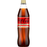 Eine 1-Liter-Mehrwegflasche Coca-Cola Zero Sugar Koffeinfrei von Coca-Cola mit beigem Deckel und rotem, deutschsprachigem Etikett - das ideale zuckerfreie Erfrischungsgetränk.