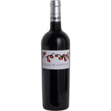 Eine dunkle Weinflasche mit silbernem Verschluss und einem Etikett mit roten Beeren und dem Schriftzug "Corral de Campanas". Bodegas Quinta Quietud Corral de Campanas 2021 ist ein Rotwein DO Toro, der von Bodegas Quinta Quietud aus Tinta de Toro-Trauben hergestellt wird.