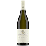 Eine Flasche Weißwein „Weingut Dönnhoff Dönnhoff Grauburgunder -S- trocken 2024“ mit cremefarbenem Etikett und Verschluss, dargestellt vor weißem Hintergrund.
