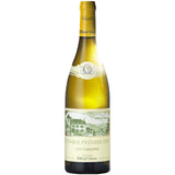 Eine Flasche Domaine Billaud-Simon Chablis Premiur Cru Les Vaillons AC 2023 Weißwein mit einem hellgelben Etikett mit grünen Akzenten.