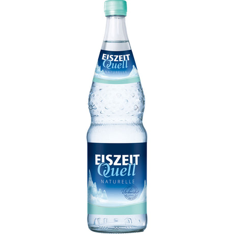 Das stille Mineralwasser Eiszeitquell Naturelle (MEHRWEG) in der 0,7 l Glasflasche mit blauem und weißem Etikett ist ein natürlich erfrischendes, natriumarmes Mineralwasser der Marke Eiszeitquell.