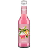 A 0,33L Mehrweg-Glasflasche Elephant Bay Lemonade Pink Grapefruit mit pinkem Etikett und Zitrusfrucht-Design - ideal für prickelnde Erfrischung und Liebhaber fruchtiger Limonade.