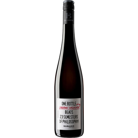 Emil Bauers "Eine Flasche meines Cabernet Sauvignon schlägt 23 Semester Philosophie trocken 2023" beweist, dass ein großer Südpfälzer Wein ein jahrelanges Studium in den Schatten stellt!.