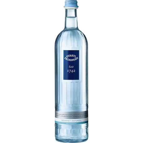 Staatl. Fachingen Gourmet Naturell 12x0,75L (Mehrweg) - Premium-Mineralwasser in klaren Glasflaschen, bekannt für seinen hohen Gehalt an Hydrogencarbonat zur Unterstützung Ihres Säure-Basen-Haushaltes.