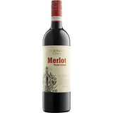 Eine Flasche Fortant de France Merlot Terroir Littoral 2023 mit einem cremefarbenen und roten Etikett, das die Herkunft aus dem Languedoc hervorhebt.