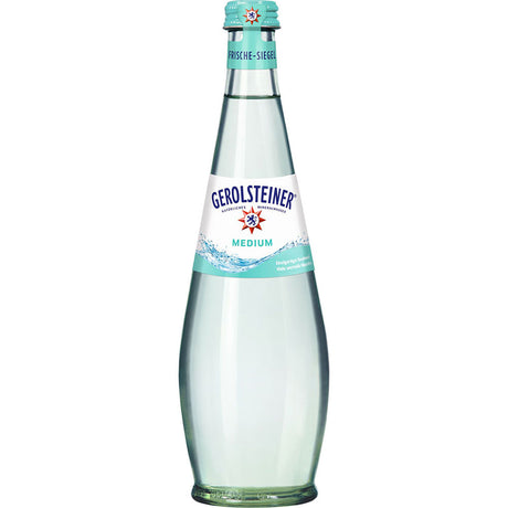 Die Gerolsteiner Gourmet Medium 0,5 l Glasflasche im 15er-Pack (MEHRWEG) bietet erfrischende Flüssigkeitszufuhr und ist reich an Calcium und Magnesium.