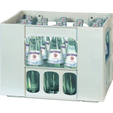 Eine Kiste Gerolsteiner Gourmet Sprudel 15x 0,5 Liter (MEHRWEG) Flaschen - erfrischendes Mineralwasser von Gerolsteiner.