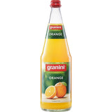 Eine Packung Granini Orangensaft 6x1 Liter (MEHRWEG), ein leckeres Fruchtgetränk von Granini, mit leuchtenden Orangenmotiven auf dem Etikett.