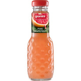 Eine 0,2-Liter-Flasche Granini Pink Grapefruit Nektar (Mehrweg) von Granini, mit rotem Verschluss und strukturiertem Glas für puren Trinkgenuss.