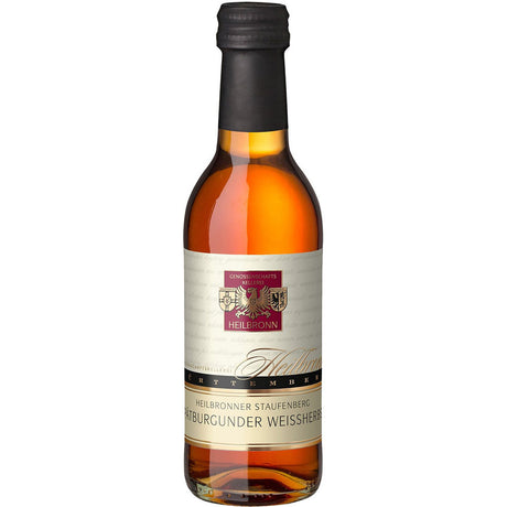 Eine 0,25L Flasche der Genossenschaftskellerei Heilbronn Spätburgunder Weißherbst 2023, dieser Roséwein zeigt den raffinierten Charakter württembergischer Weine.
