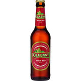 Ein 0,33L Kilkenny 4x6er 24er-Pack (Mehrweg) von Kilkenny mit einem grünen und roten Etikett auf weißem Hintergrund.