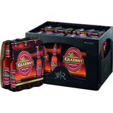 Kilkenny 4x6er 24 x 0,33L (Mehrweg) Kiste mit Kilkenny Irish Red Ale Flaschen, gebrandet von Kilkenny, mit roten und goldenen Etiketten.