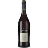 Eine 0,75-Liter-Flasche Lustau Amontillado Sherry Medium Dry (18,5%) mit dunklem Etikett und cremefarbenem Anhänger, der diesen exquisiten Medium Dry Sherry der Marke Lustau repräsentiert.