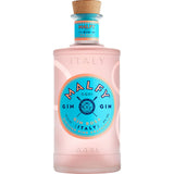 Eine 0,7-Liter-Flasche Malfy Gin Rosa (41%) von Malfy Gin, ein pinker Grapefruit-Gin mit lebhaftem sizilianischem Pink-Grapefruit-Geschmack und einem unverwechselbaren rosa Etikett mit blauen Akzenten.