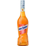 Eine 0,7-Liter-Flasche Marie Brizard Liqueur Pfirsich (18%), ein Premium-Pfirsichlikör von Marie Brizard, mit orangefarbenem Etikett und Verschluss.