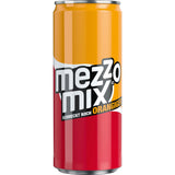 Genießen Sie die Mezzo Mix Dose 24x 0,33 Liter (EINWEG) von Mezzo Mix im orange-gelb-roten Design und mit "Schmeckt noch oranger" - dem klassischen Cola-Mix Getränk.