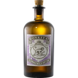 Monkey 47 Gin Dry Gin 47% 0,5 Liter kommt in einer braunen Flasche mit Korken und einem detaillierten Etikett, das einen Affen zeigt - ein Premium-Gin von Monkey 47 Gin, der für seine unverwechselbaren Botanicals bekannt ist.