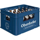 Eine blaue Kiste Oberdorfer Helles 20x 0,33 Liter (MEHRWEG) Flaschen mit dem Oberdorfer Logo - ein echtes bayerisches Bier aus dem Allgäu.