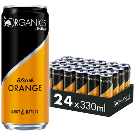 Organics by Red Bull Black Orange - koffeinfreies Bio-Erfrischungsgetränk mit natürlichen Zutaten, als 24er-Pack à 0,33 Liter (Einweg) erhältlich.