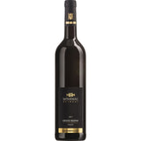 Eine Flasche Wöhrwag Philipp Rotwein-Cuvée Große Reserve trocken 2022, ein Rotwein von Wöhrwag, mit schwarz-goldenem Etikett.