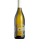 Eine Flasche Frescobaldi Pomino Bianco DOC 2024, der elegante italienische Weißwein von Frescobaldi, mit Schmucketikett und weißer Kapsel.