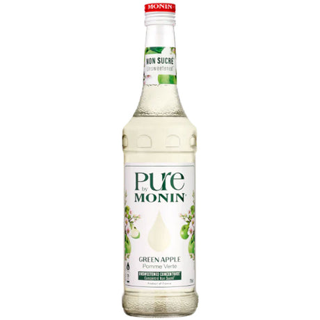 Eine Flasche Pure by Monin Grüner Apfel Green Apple Konzentrat 0,7 l von Monin - ideal für zuckerfreie Erfrischungen.