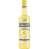 Eine 0,7-Liter-Flasche Ramazzotti Limoncello 29% - ein italienischer Likör mit einem gelben Etikett, auf dem Zitronen und grüne Blätter abgebildet sind, die die frische Essenz der italienischen Zitrusfrüchte einfangen.