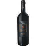 Eine Flasche Tre Mani Rivale Black Edition Primitivo di Manduria 2022, ein italienischer Rotwein mit einem dunklen, eleganten Etikett.