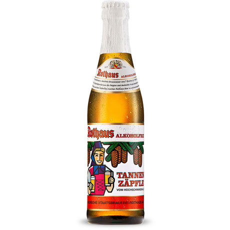 Genießen Sie Rothaus Alkoholfreies Zäpfle 24x 0,33 Liter (MEHRWEG), den Klassiker unter den alkoholfreien Bieren von Rothaus mit dem kultigen Tannenzapfen-Etikett - ein erfrischender Genuss für jede Gelegenheit.