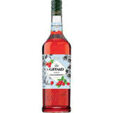 Giffard Cranberry Sirup 1 Liter von Giffard, mit silber-weißem Etikett mit Cranberries und Blumen - ideal als Premium-Sirup oder Beerensirup für Cocktails und Desserts.