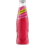 Die Glasflasche Schweppes Pomegranate 0,2L (MEHRWEG) mit rosafarbenem Etikett präsentiert erfrischende orientalische Aromen - ideal, um einzigartige Geschmackserlebnisse zu genießen. Erhältlich als 24er-Pack von Schweppes.