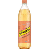 Schweppes White Peach PET 6x1L (MEHRWEG) - ein erfrischender Drink oder Cocktailfüller in einer praktischen Kunststoffflasche mit dem charakteristischen Pfirsichgeschmack von Schweppes.