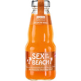 Cocktail Plant Sex on the Beach 24x 0,2L (MEHRWEG) von Cocktail Plant ist ein orangefarbenes Flaschengetränk mit tropischer Verpackung und Palmengrafik, das einen erfrischenden trinkfertigen Longdrink mit einem Hauch von Pfirsichlikör bietet.